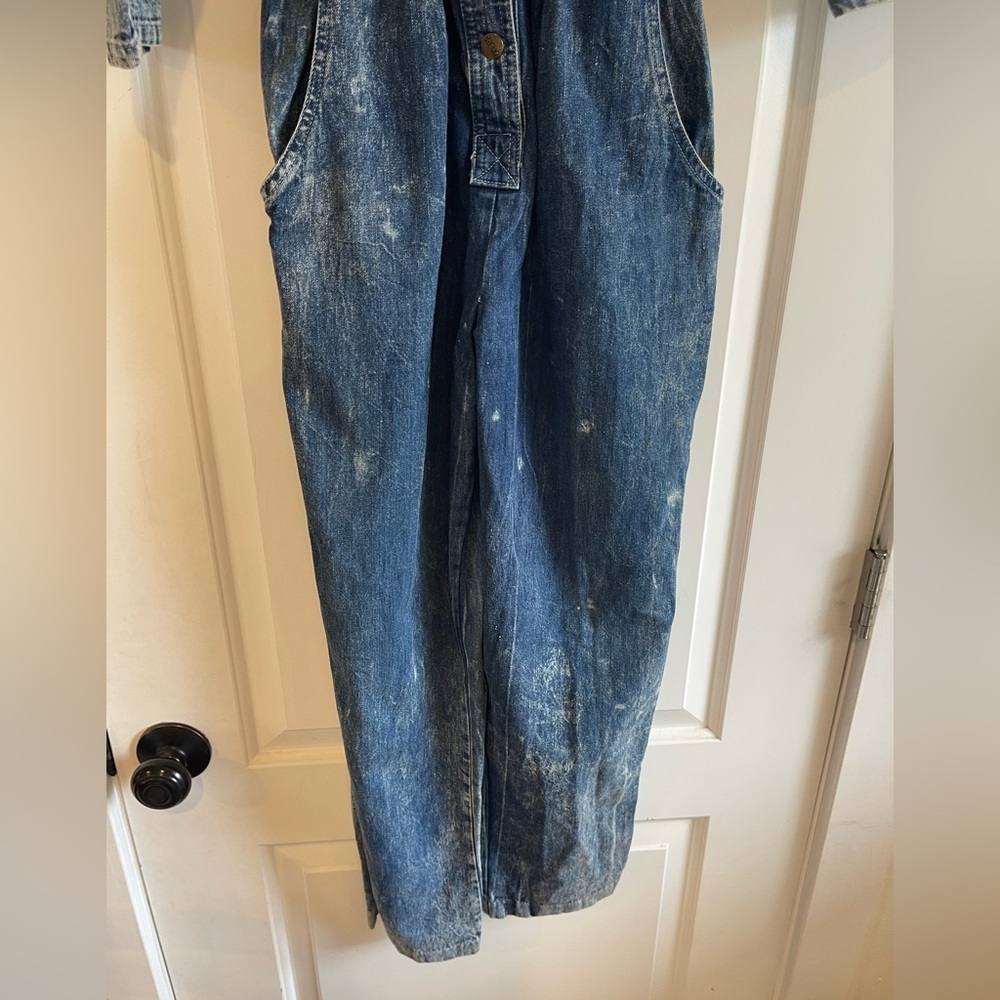 Vintage 80s Ideas Acid Wash Denim Jumpsuit - M - Picture 4 of 7